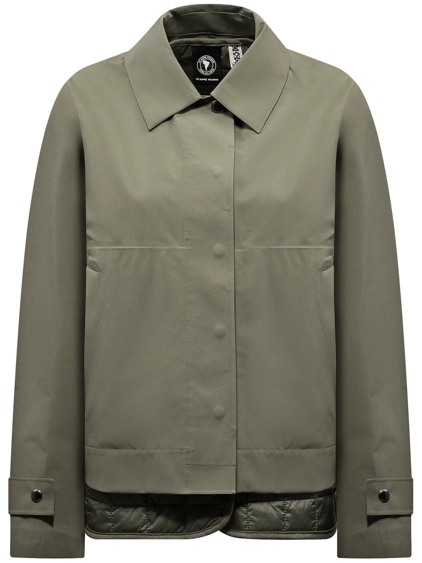 Cape Horn Two-In-One Green Jacket With Quilted Inner Vest And Classic Collar