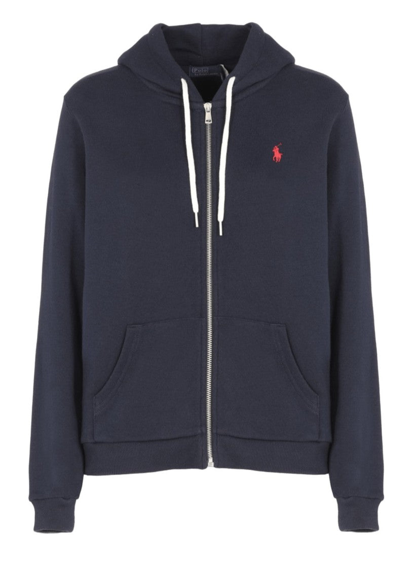 Polo Ralph Lauren Zip-Up Hoodie With Drawstring Hood And Kangaroo Pockets