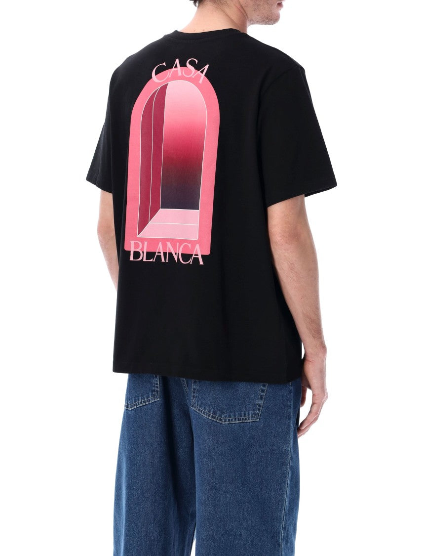 Casablanca L’Arche Printed Pink T-Shirt In Black