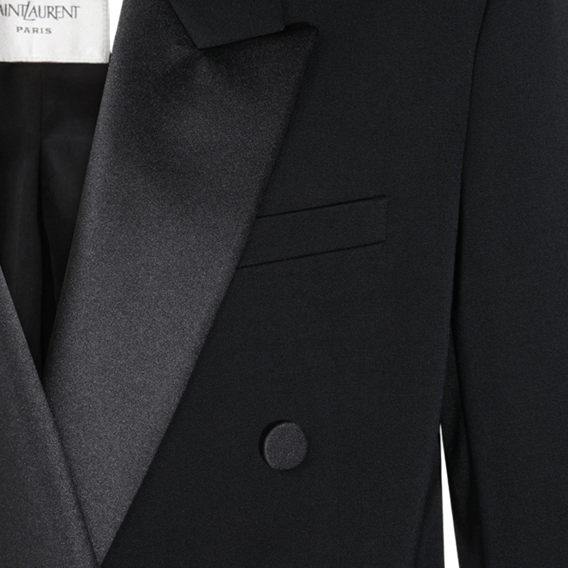 Saint Laurent Double-Breasted Satin Shawl Collar Blazer