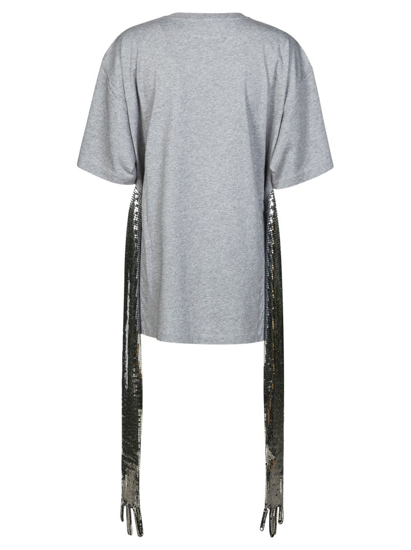 Mm6 By Maison Margiela Grey Silver Sequin Gloves Cotton T-Shirt
