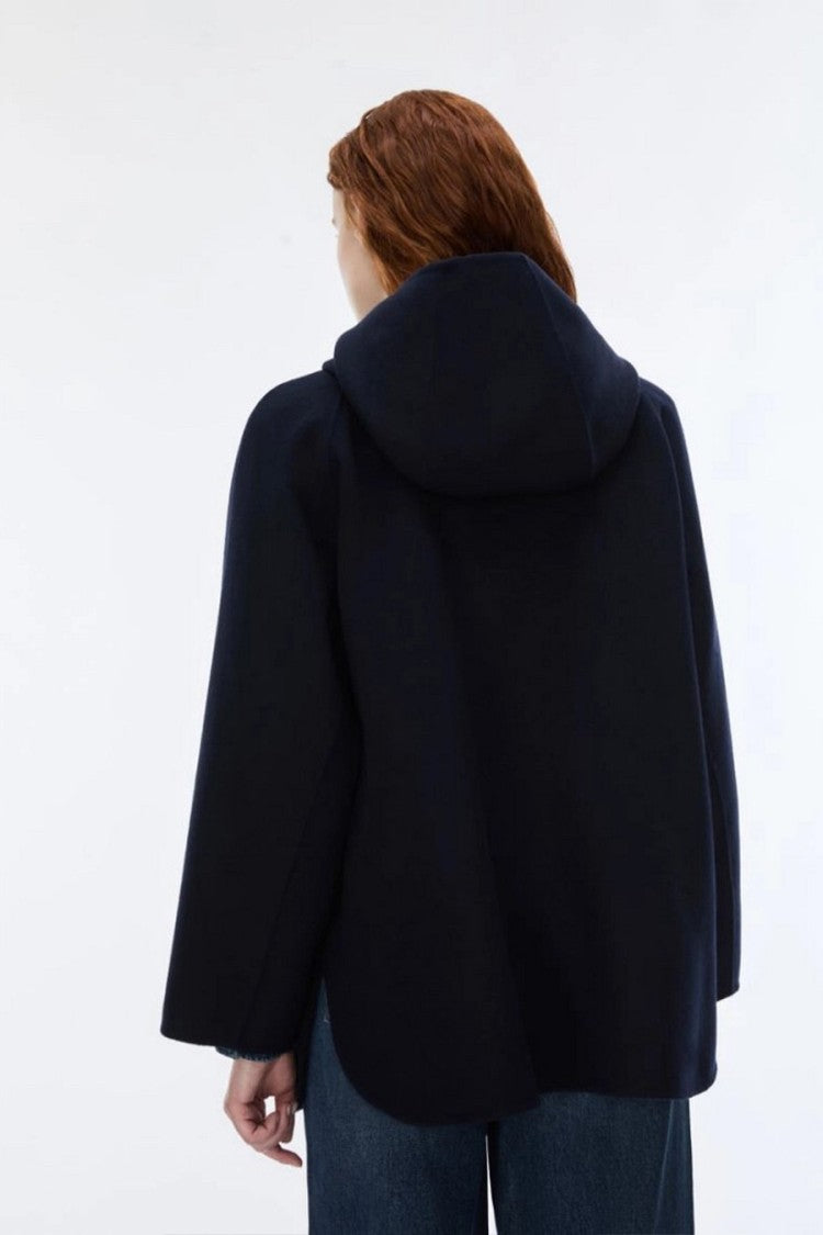 I Blues Navy Hooded Cape-Style Jacket