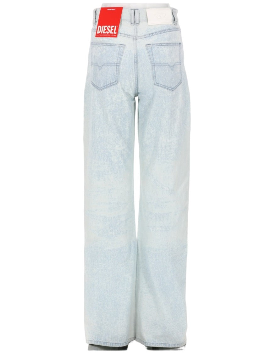Diesel Light-Wash Wide Leg Denim Jeans