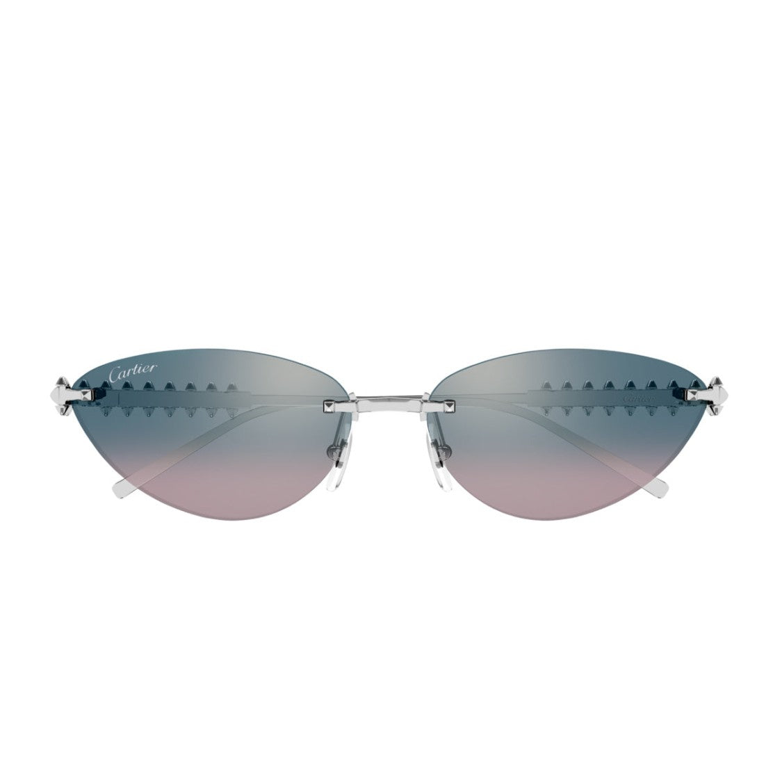 Cartier Clash De Cartier Cat-Eye Silver Light Blue Metal Sunglasses
