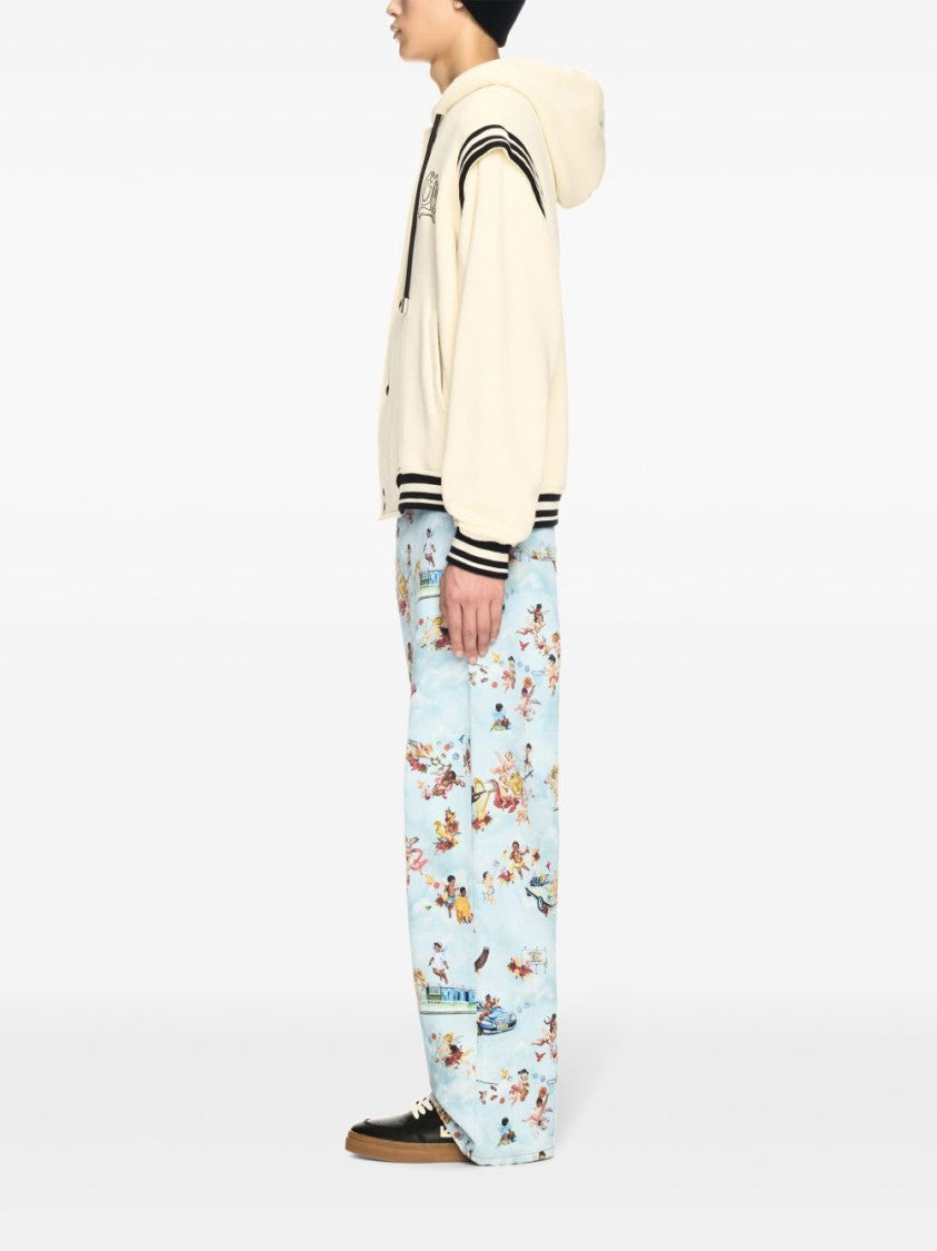 Off-White Cream White Cotton Hoodie With Logo Print