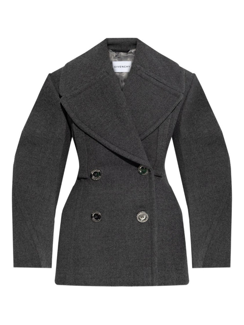 Givenchy Grey Silk And Nylon Tailored Coat
