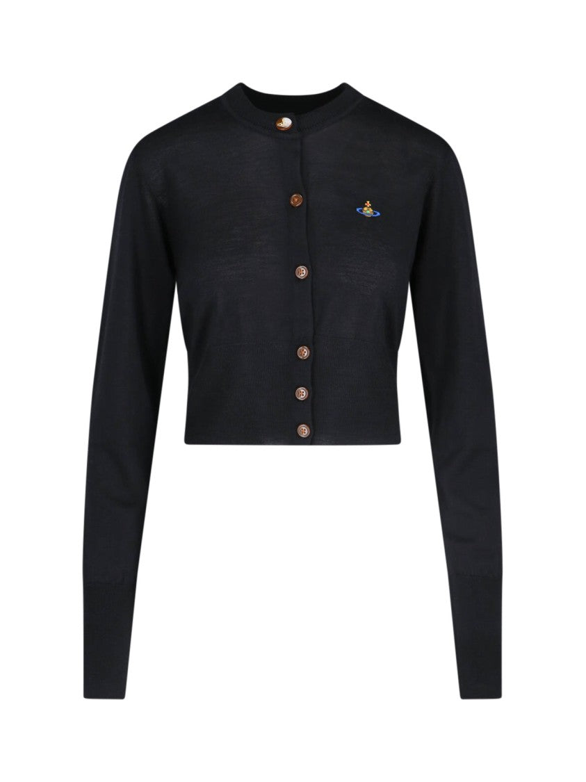 Vivienne Westwood Cropped Logo Cardigan – Black