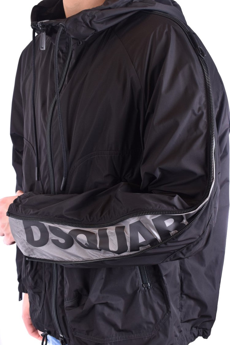 Dsquared2 Sleek Black Polyester Jacket With Branded Lining