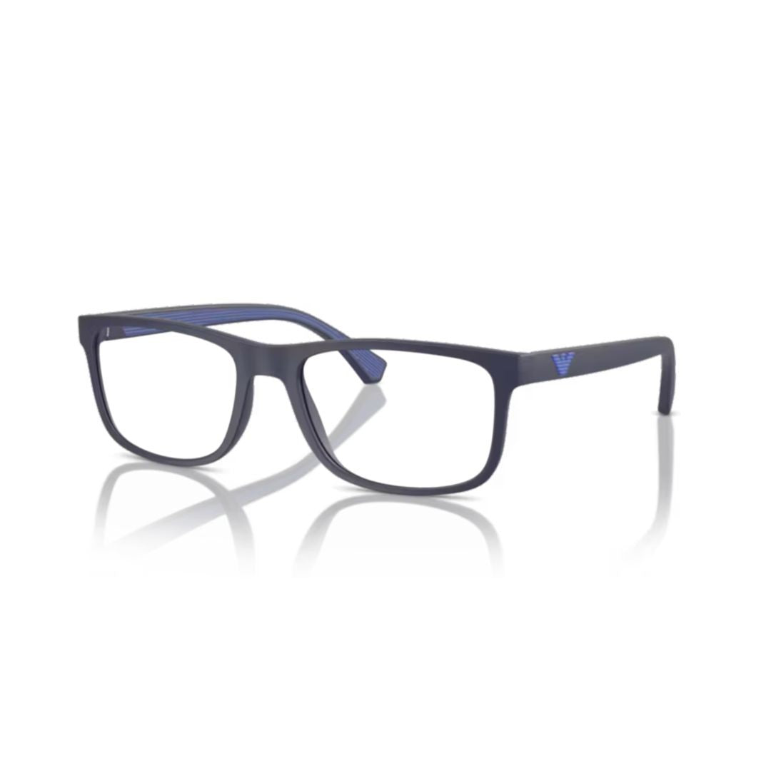 Emporio Armani 0Ea3147 Matte Finish Rectangular Eyeglasses With Blue Accents