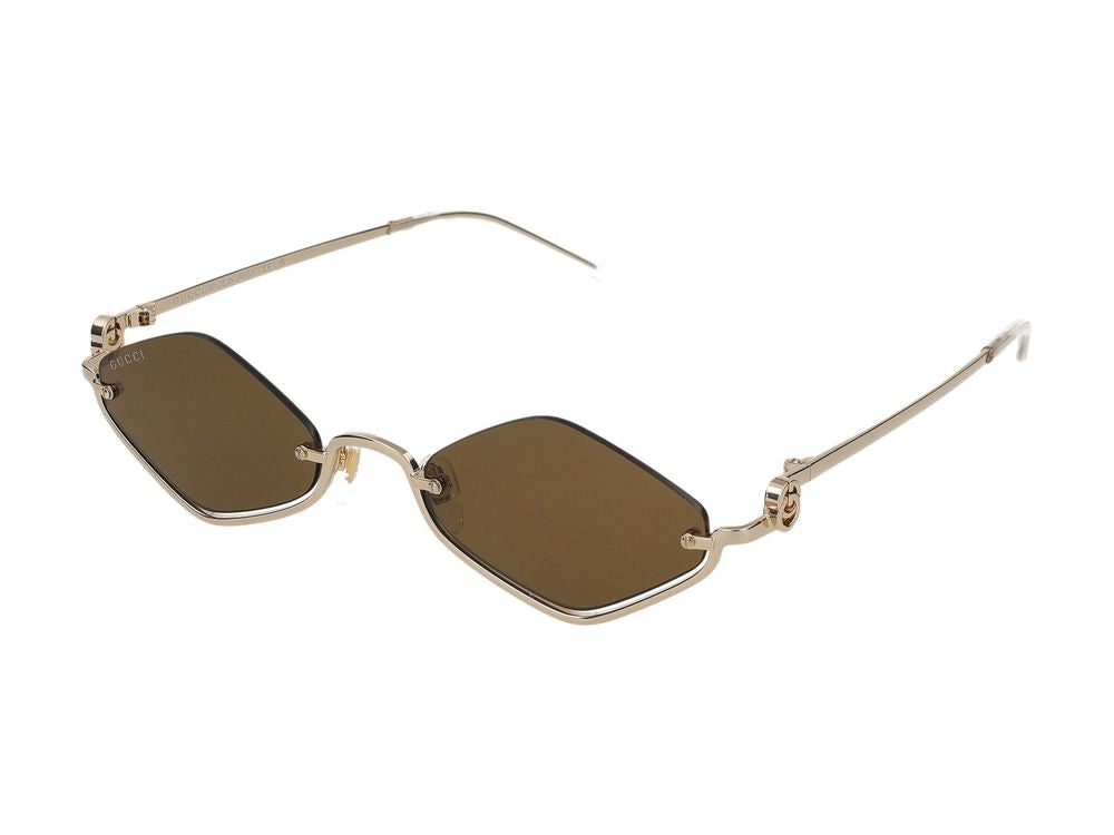 Gucci Gold Geometric Metal Sunglasses