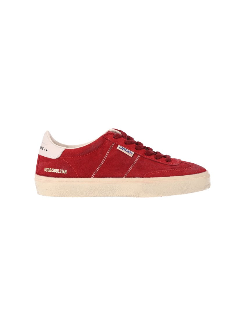 Golden Goose Rounded Toe Red Calf Leather Sneakers