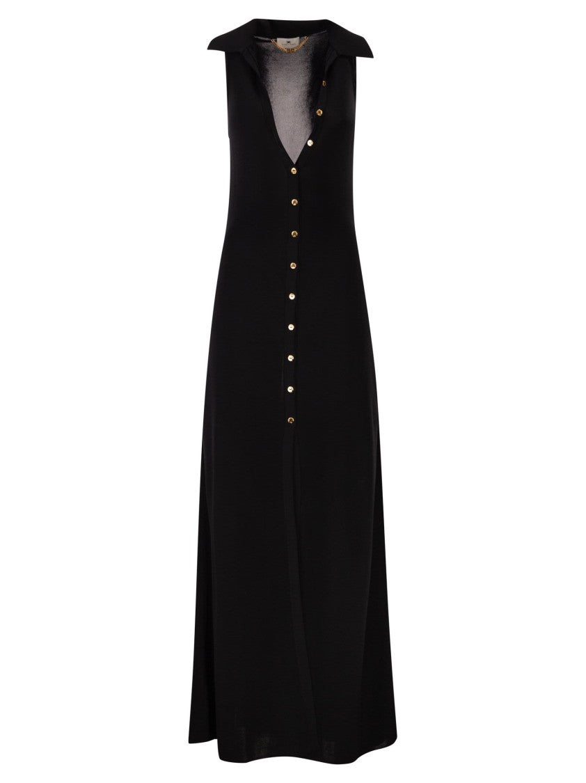 Elisabetta Franchi Viscose Knit Dress With Distinctive Chain Detail