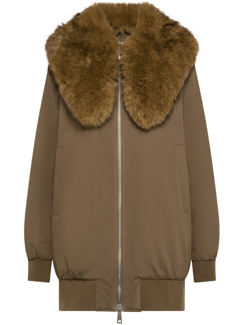 Seventy Venezia Brown Short Plush Fur Collar Coat