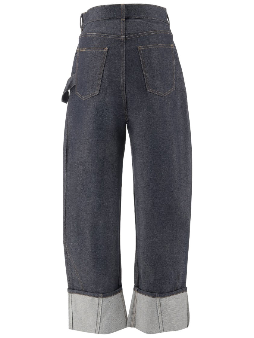 J. W. Anderson Wide-Leg Cropped Jeans With Cut-Off Hem And Logo Details