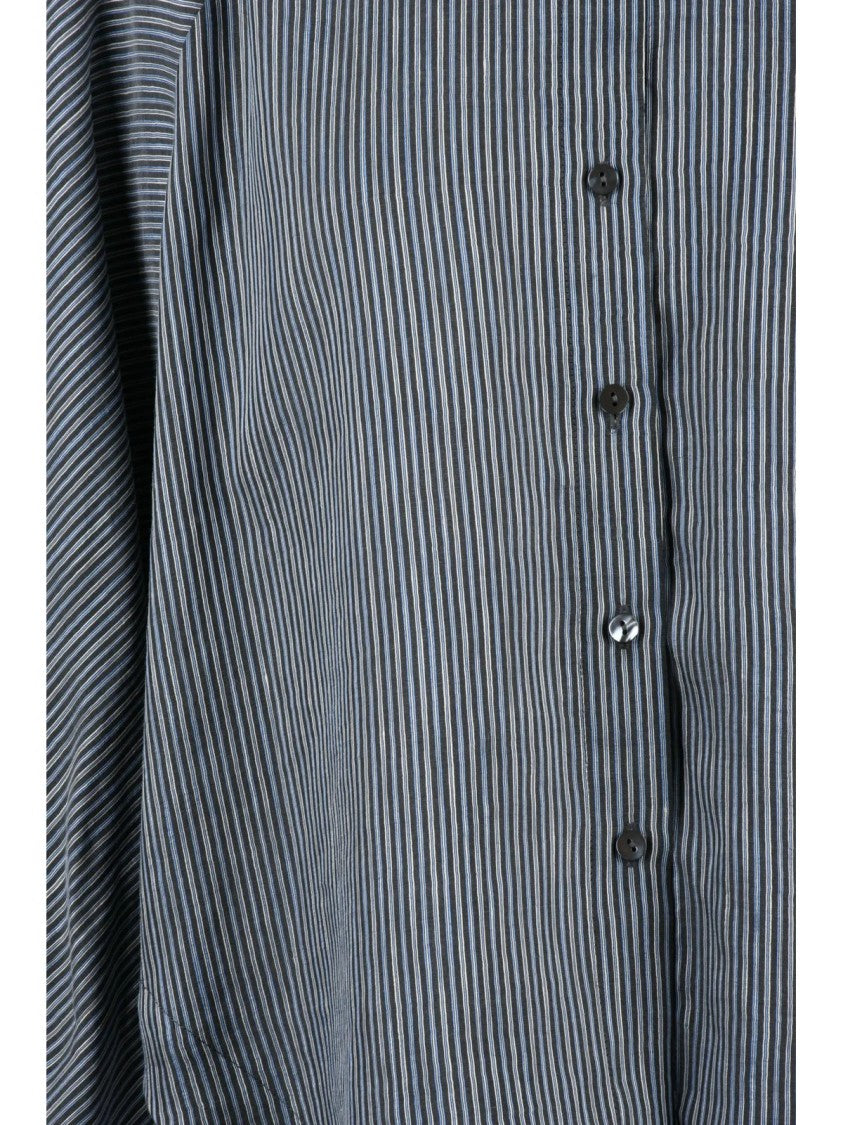 Douuod Grey Sky Blue Viscose Linen Silk Shirt