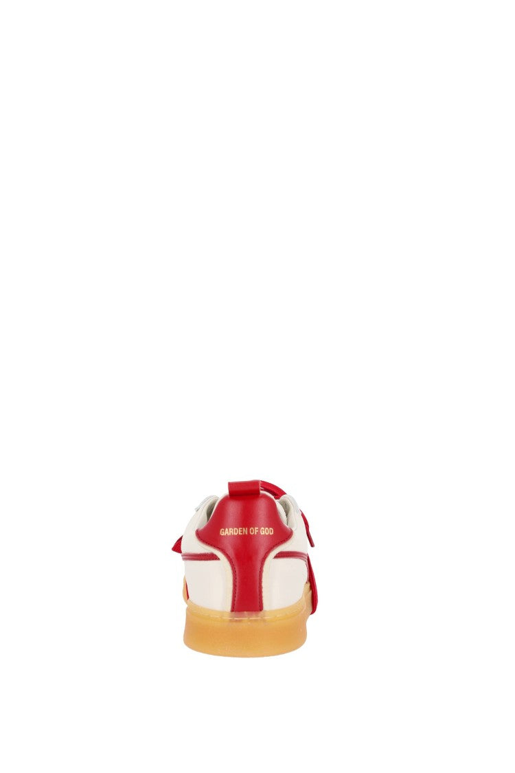 Garden Of God Earth Leather And Suede Red Detail Sneakers