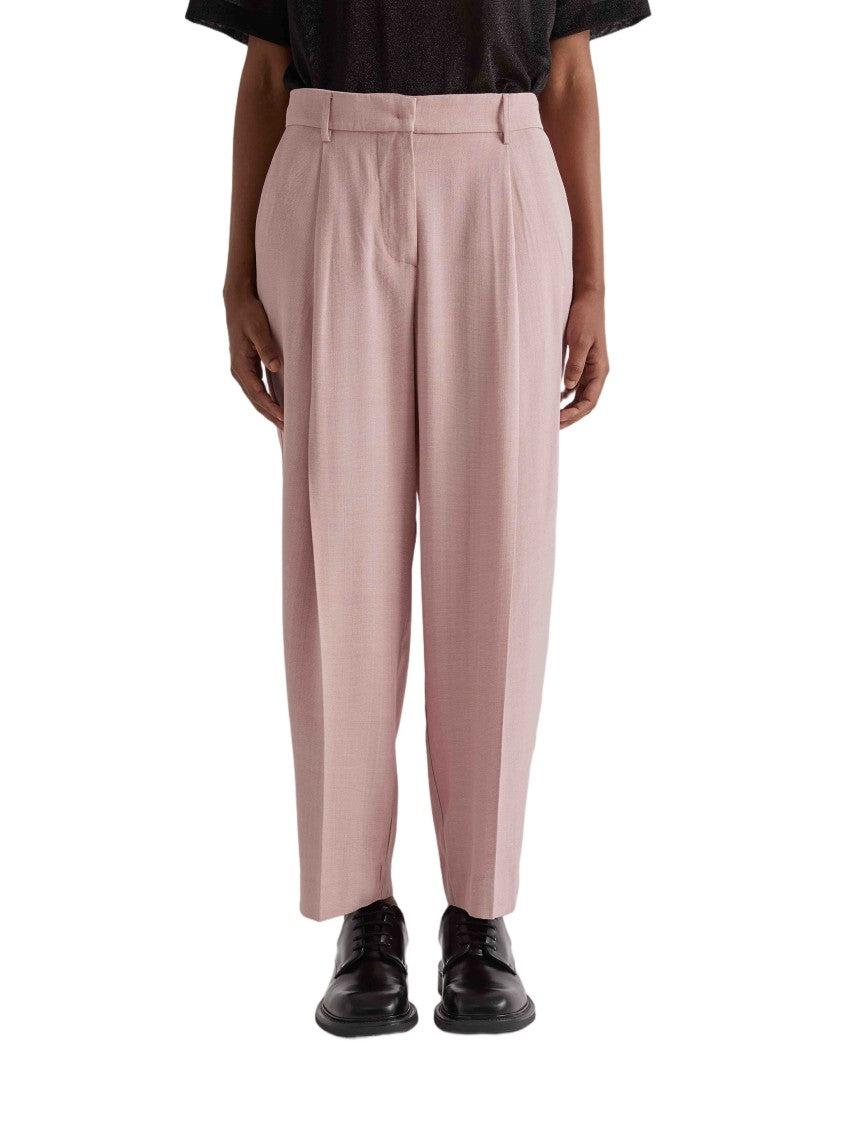 Meimeij Pink Pantalone High-Waisted Viscose Trousers