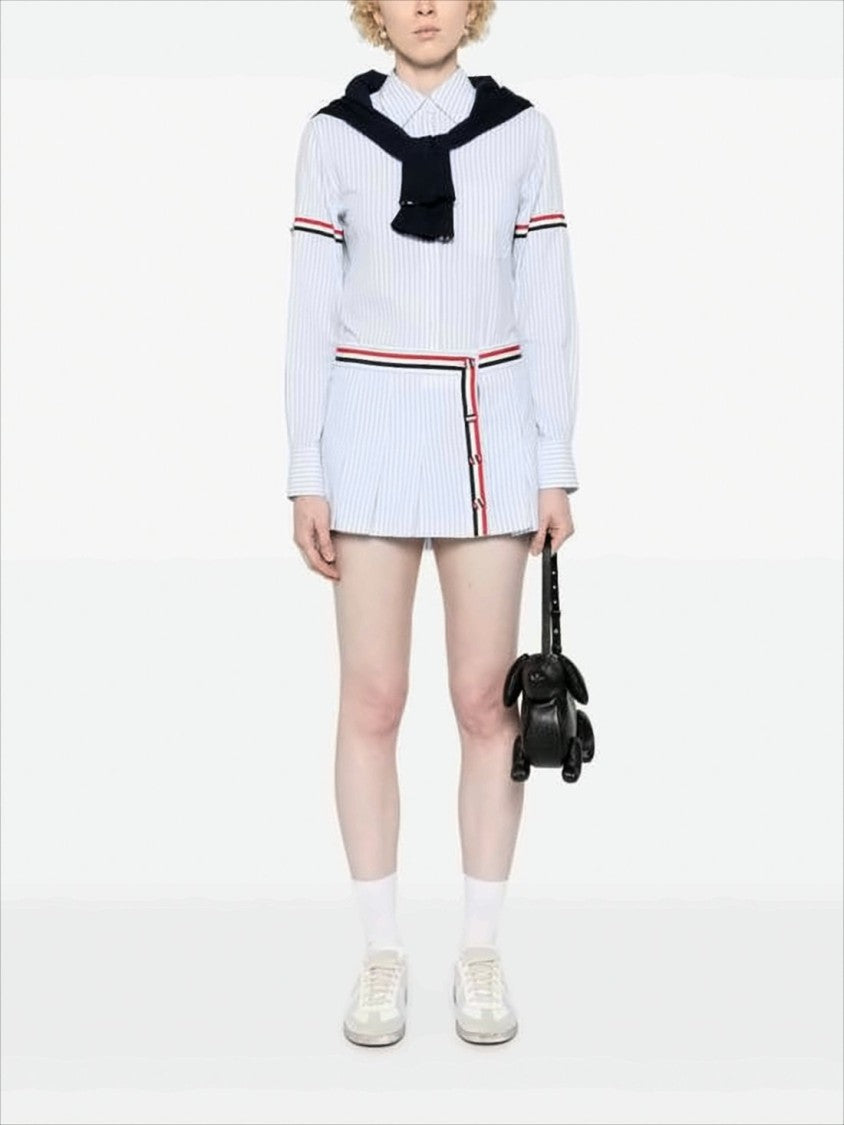 Thom Browne Long-Sleeved Vertical Stripe Shirt With Signature Detailing