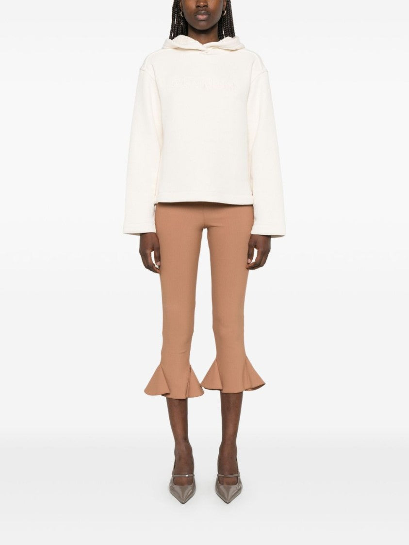 Max Mara Light Beige Hoodie With Embroidered Logo