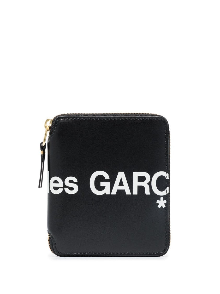 Comme Des Garçons Black Logo Zip-Around Leather Wallet