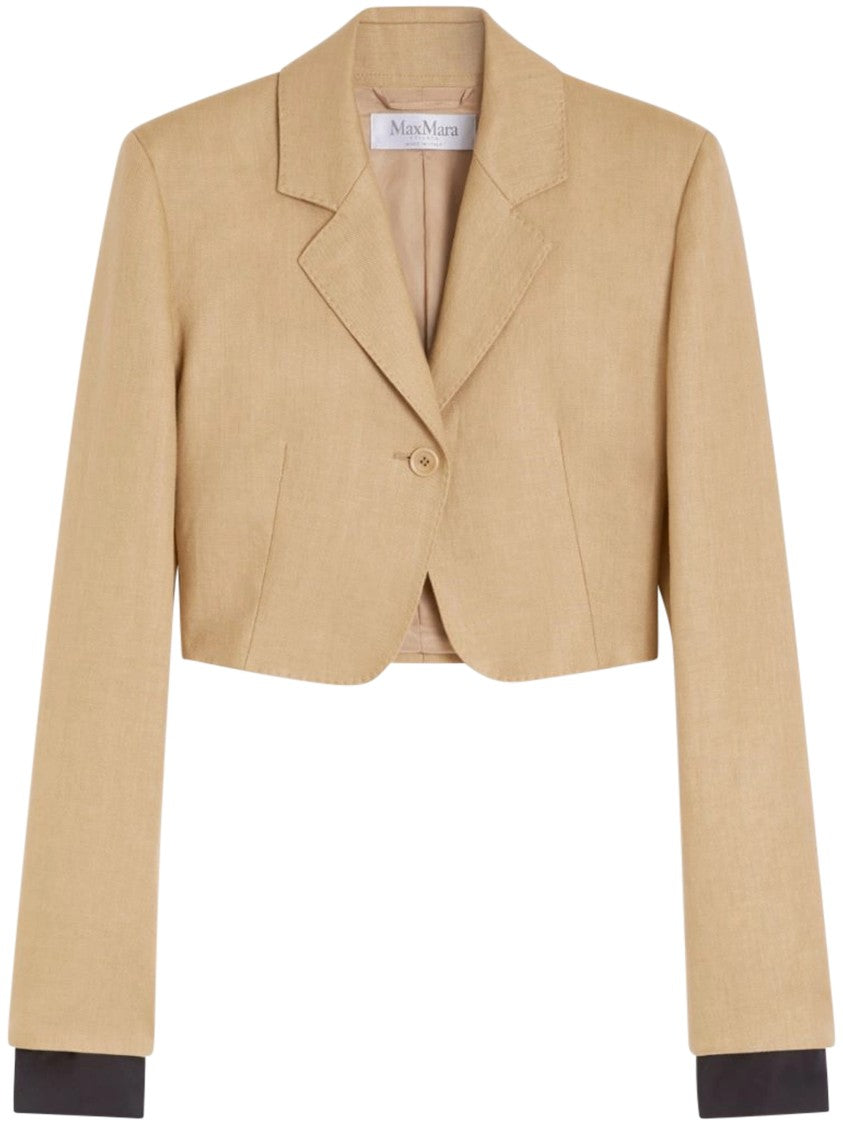 Max Mara Cropped Linen Jacket With Tailored Fit