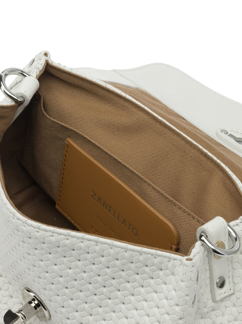 Zanellato Textured Leather Structured Handbag With Silver-Tone Twist-Lock Clasp