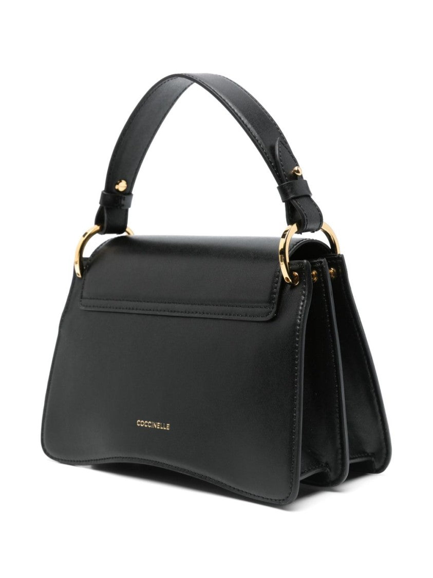 Coccinelle Nero Vitello Leather Handbag With Gold-Tone Clasp