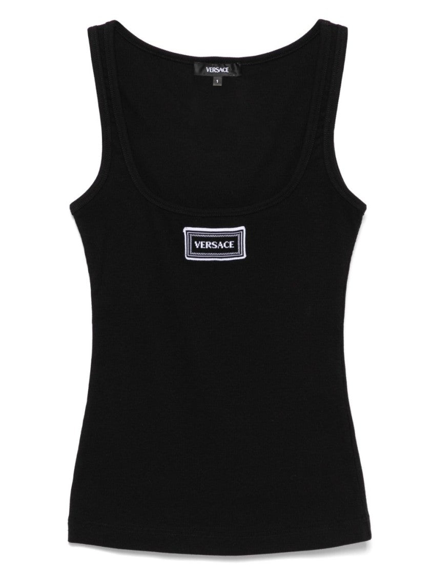 Versace Fitted Black Tank Top