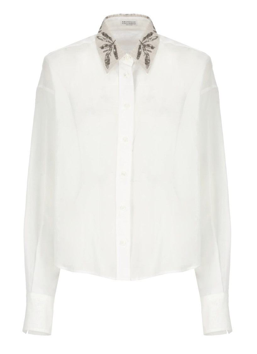 Brunello Cucinelli Lightweight Cotton Shirt With Contrasting Details