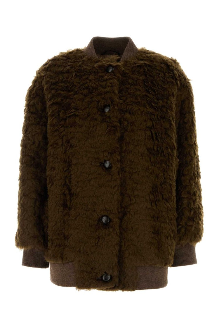 Weekend Brown Teddy Agiate Bomber Jacket