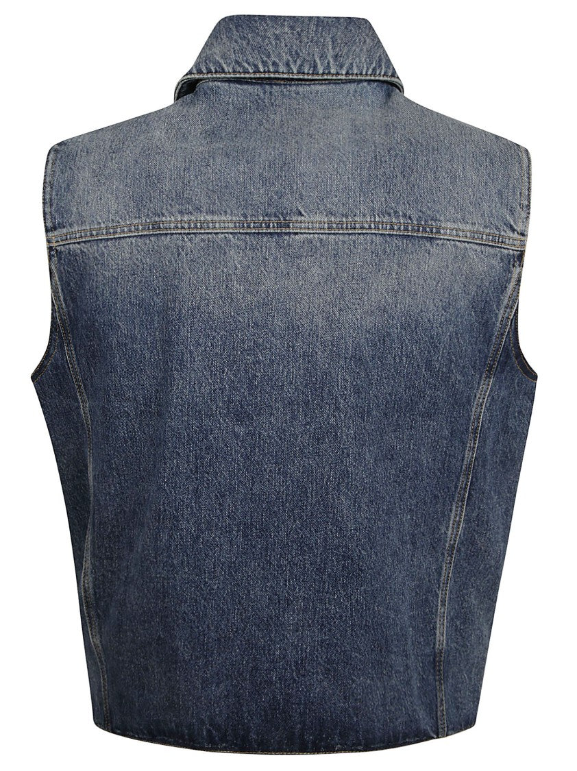 Givenchy Sleeveless Denim Jacket With Classic Collar