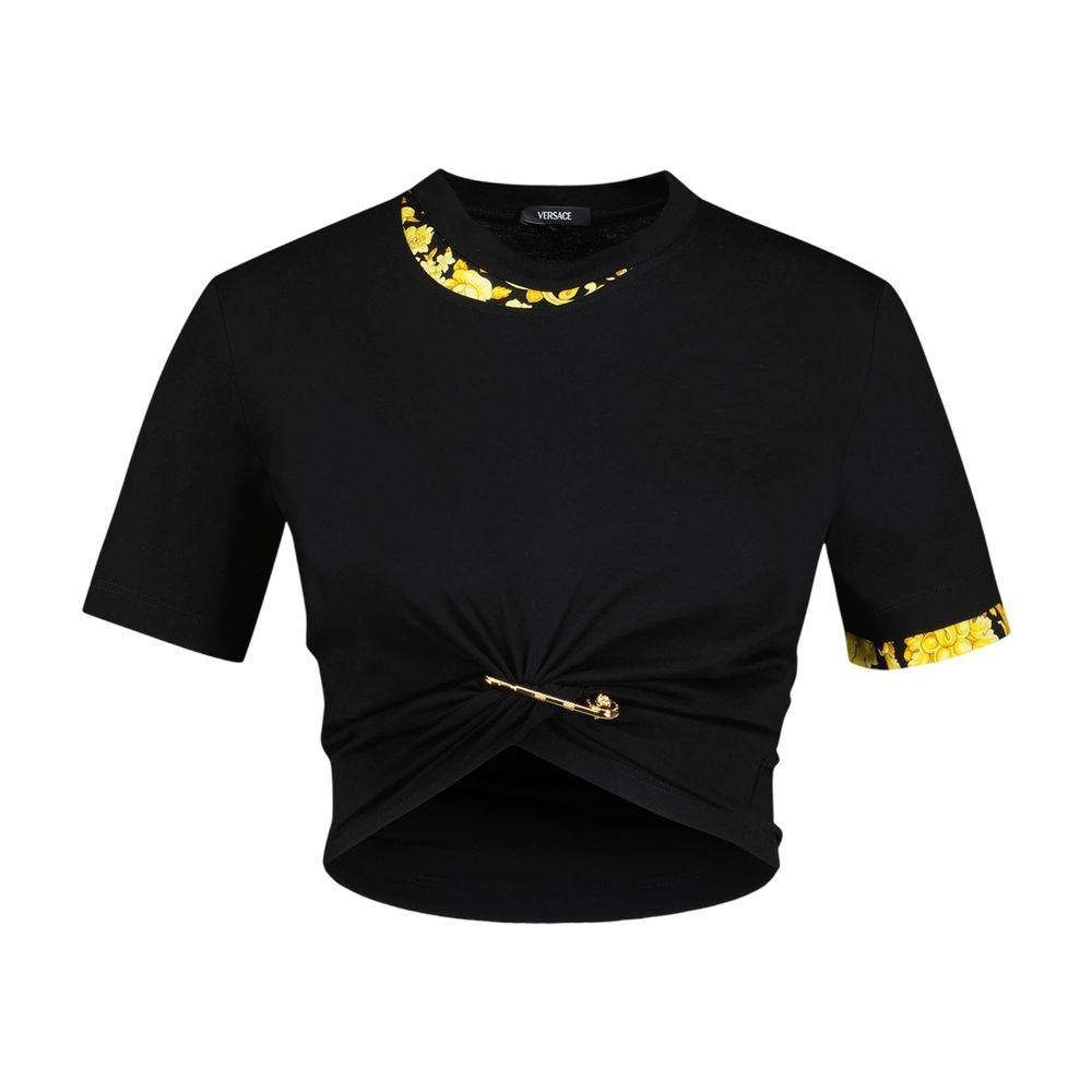 Versace T Shirt Barocco T Shirt - Cotton - Black