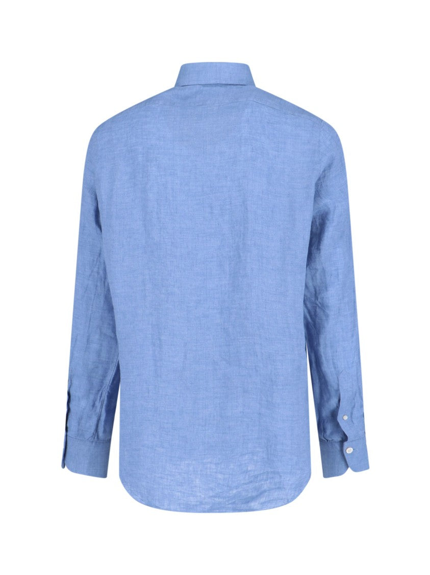 Finamore Light Blue Gaeta Linen Shirt