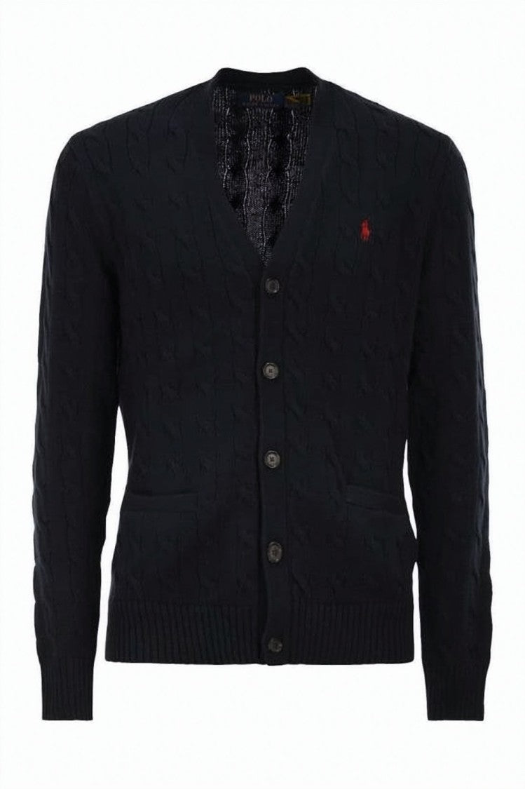 Polo Ralph Lauren Cable Knit Cardigan With Button-Up Front And Embroidered Logo
