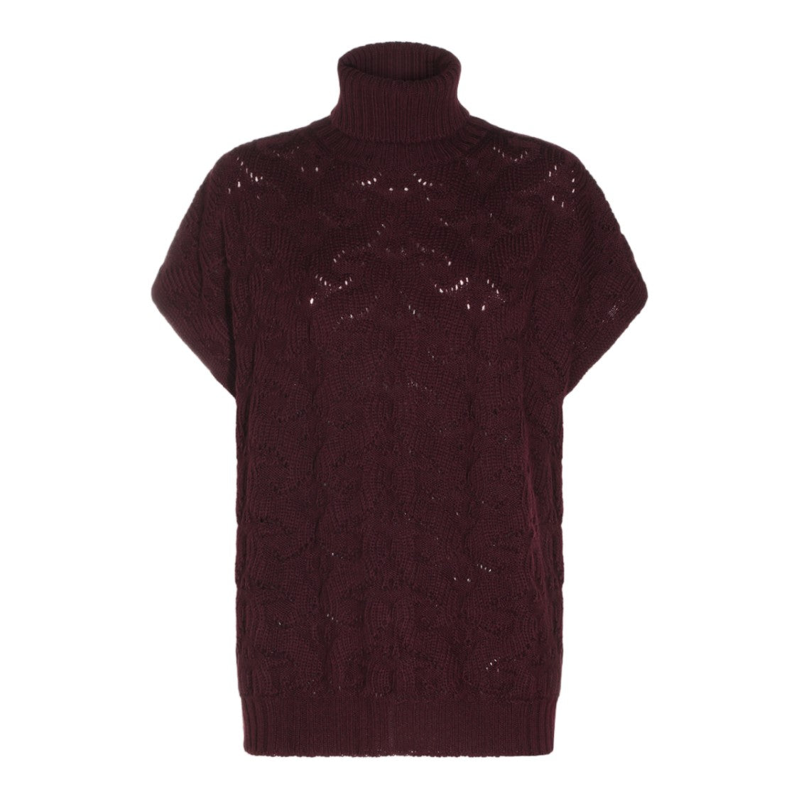 Etro Chunky Knit Turtleneck Sweater With Openwork Details