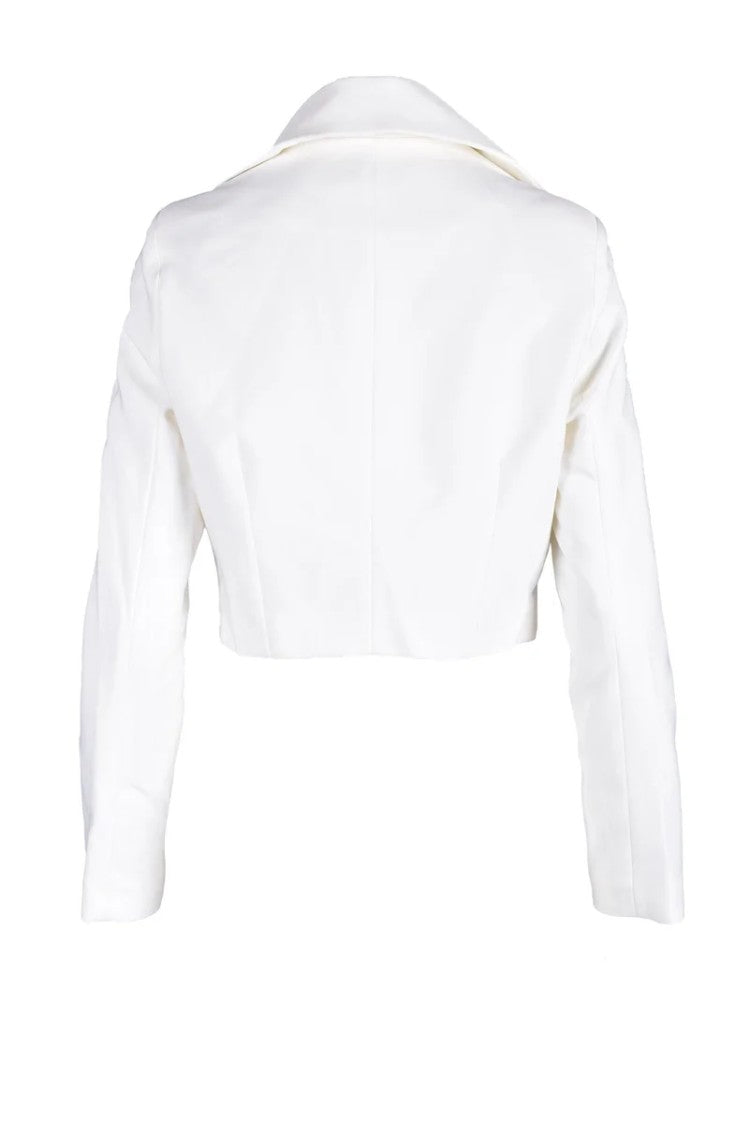 Feminista White Cropped Polyester-Blend Jacket