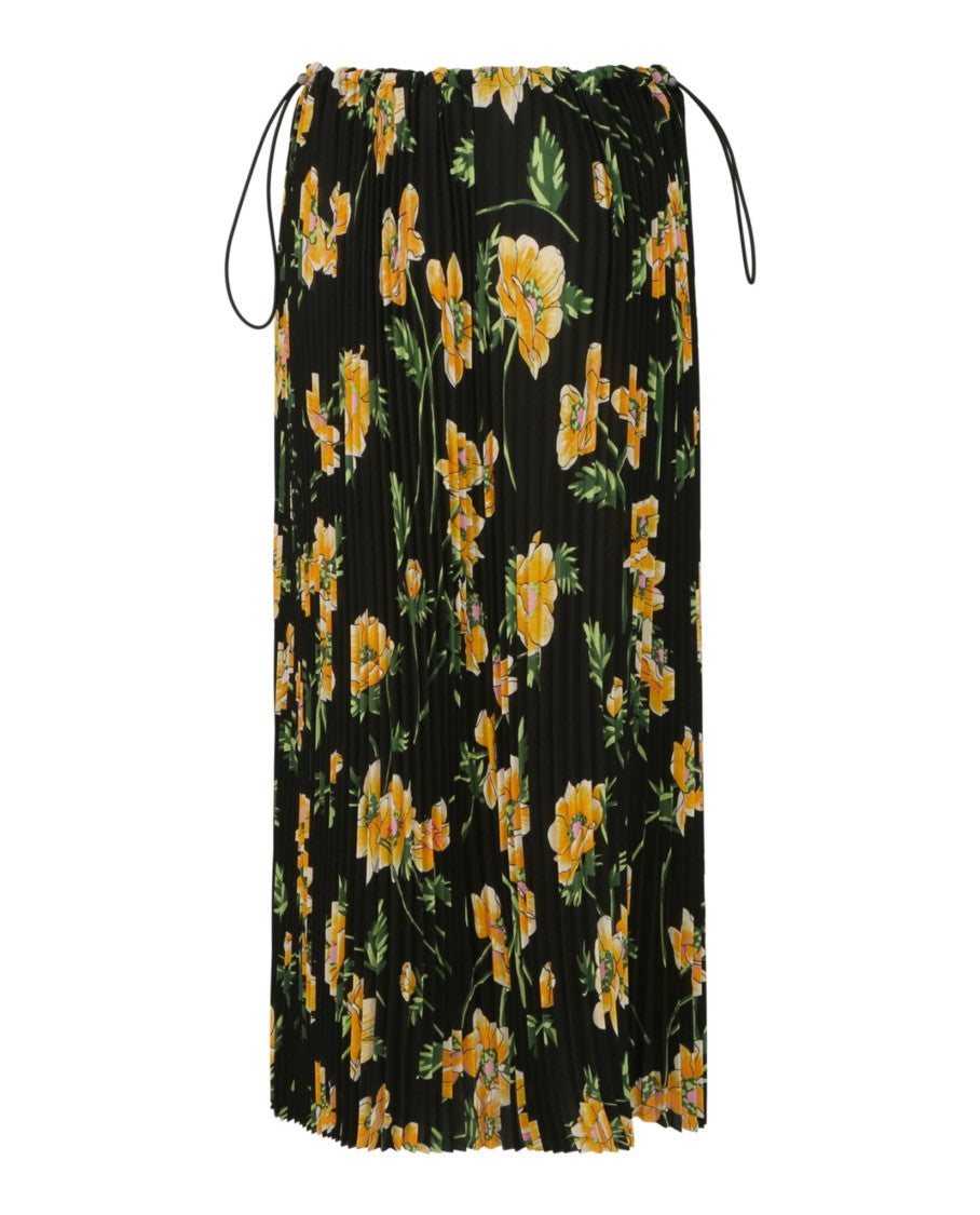 Balenciaga Floral Pleated Drawstring Skirt