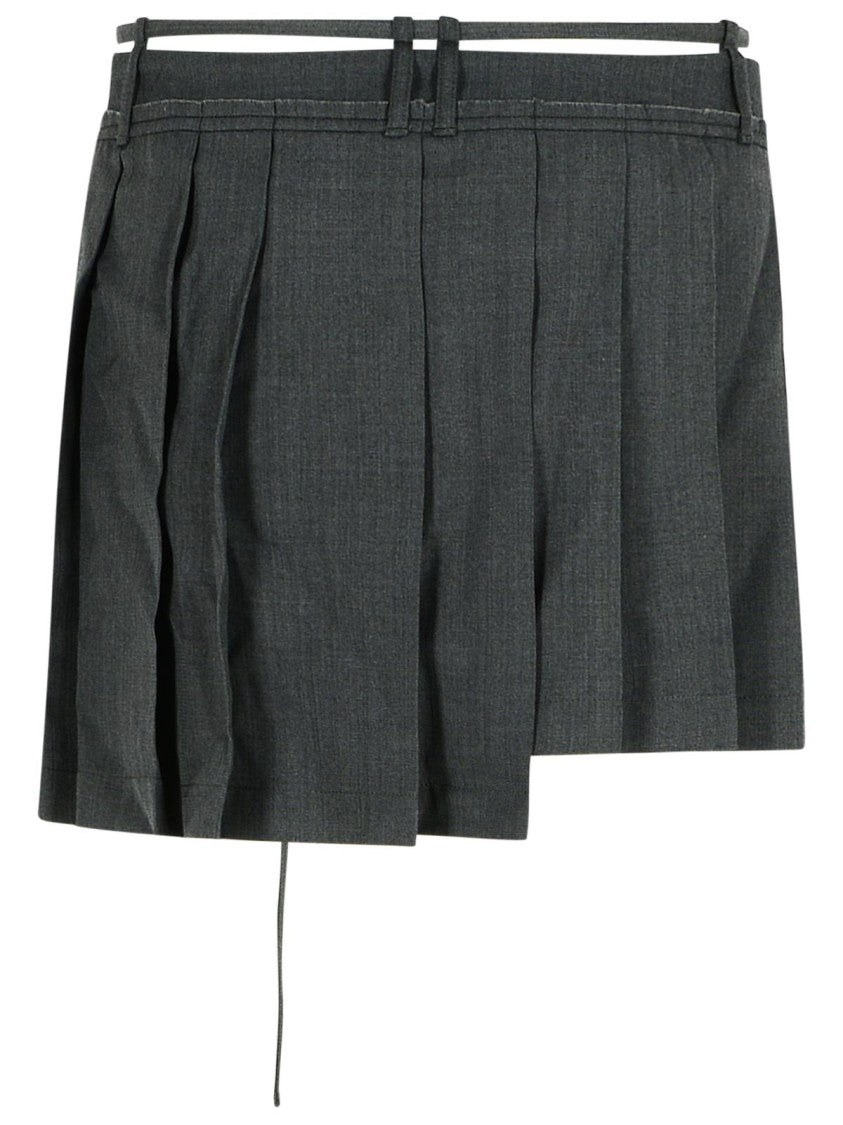 Acne Studios Dark Grey Wool Blend Pleated Skirt