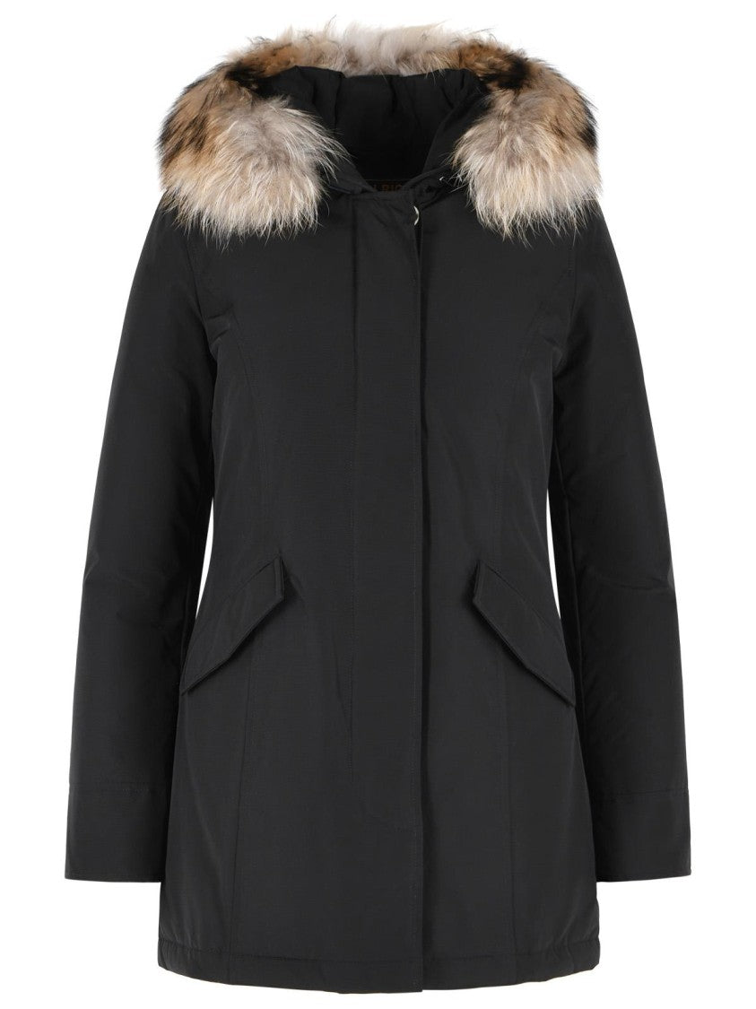 Woolrich John Rich & Bros 'Arctic Racoon' Black Cotton Blend Parka