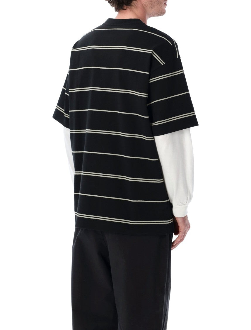 Comme Des Garçons Layered Black White Striped Tee
