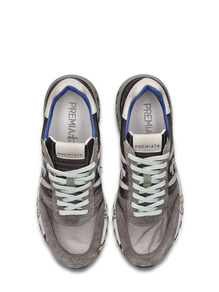 Premiata Grey Leather And Rubber Sneakers