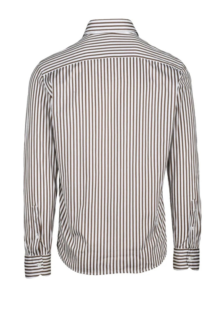 Sonrisa Fior Di Cotone Two-Tone Shirt - White/Brown