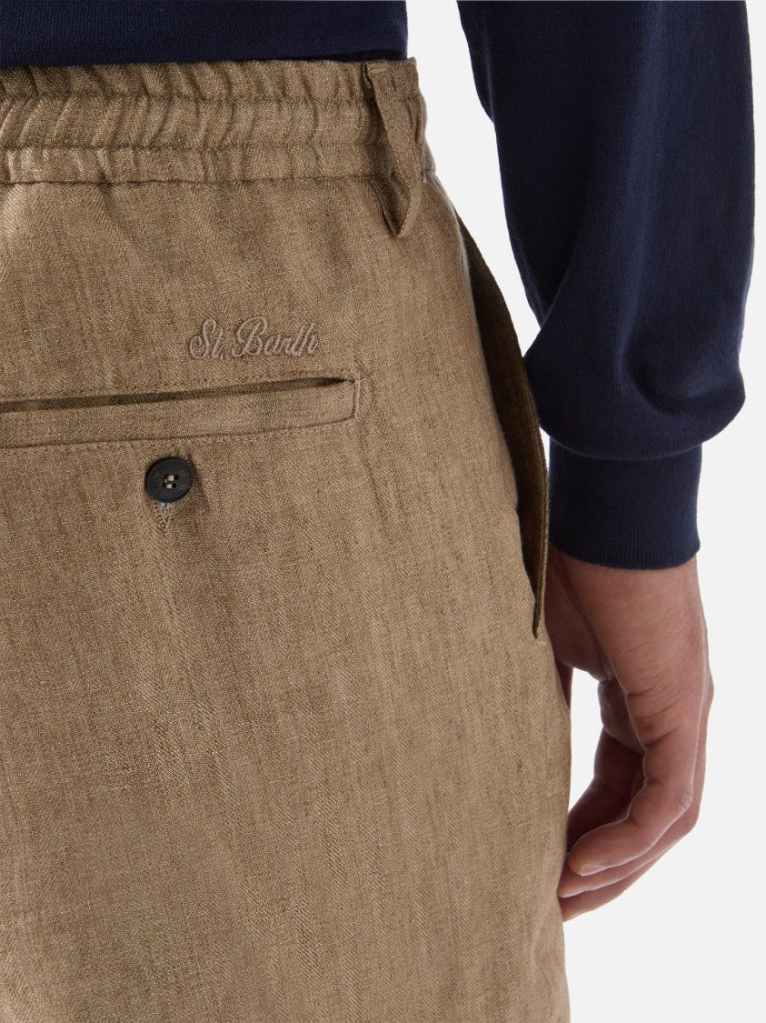 Mc2 Saint Barth Tailored Beige Shorts With Flat Front