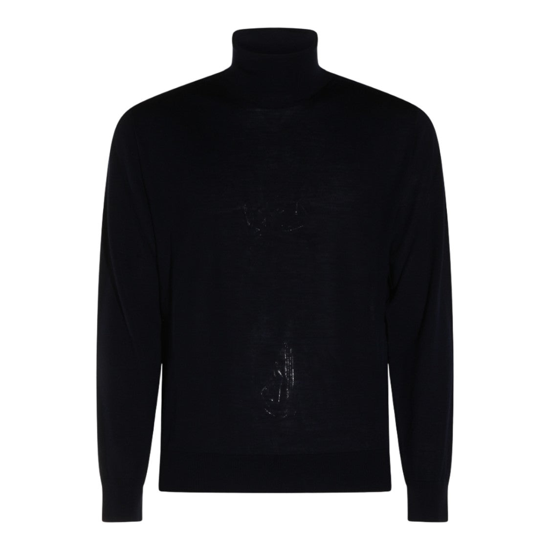 Canali Black Turtleneck Sweater With Snug Collar And Embossed Detail