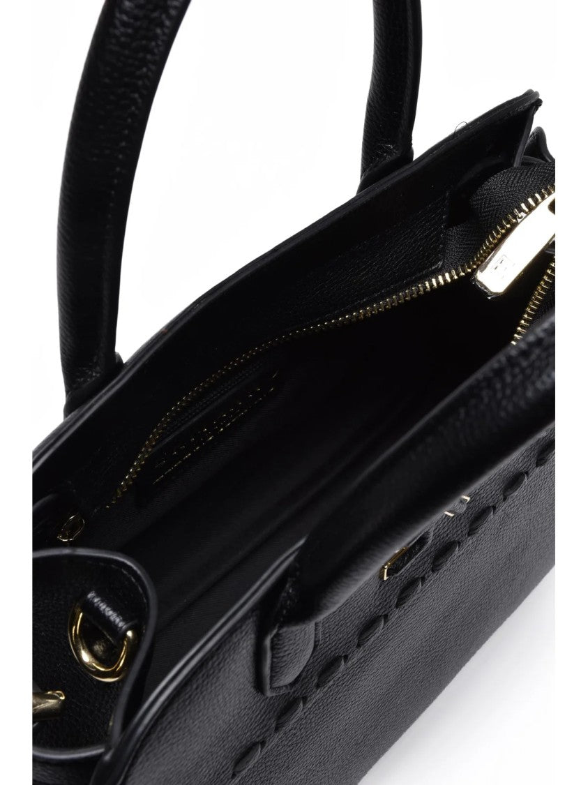 Ermanno Firenze Vienna Handbag With Trapezoidal Silhouette And Metallic Logo Accent