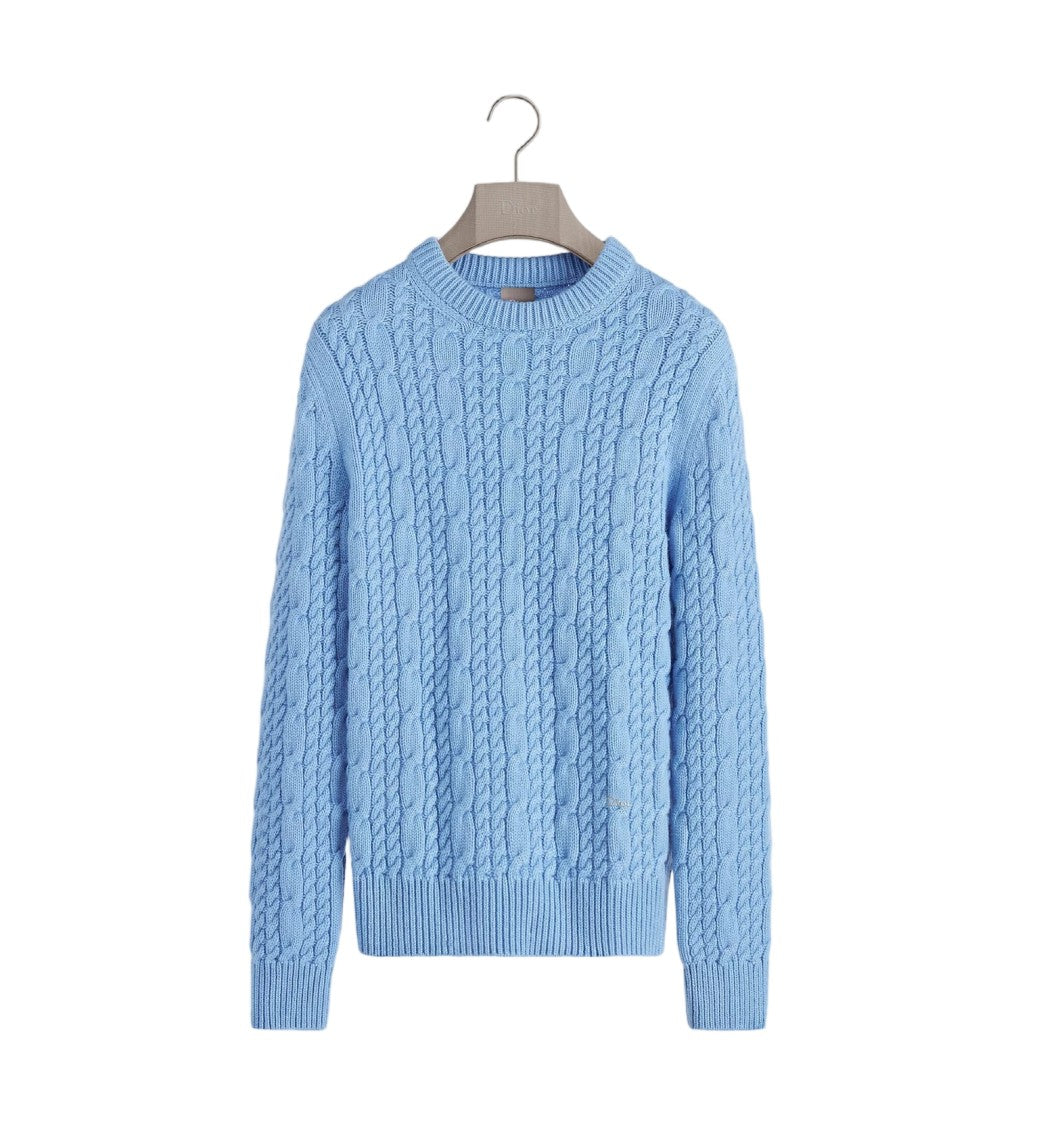 Christian Dior Cable Knit Light Blue Sweater