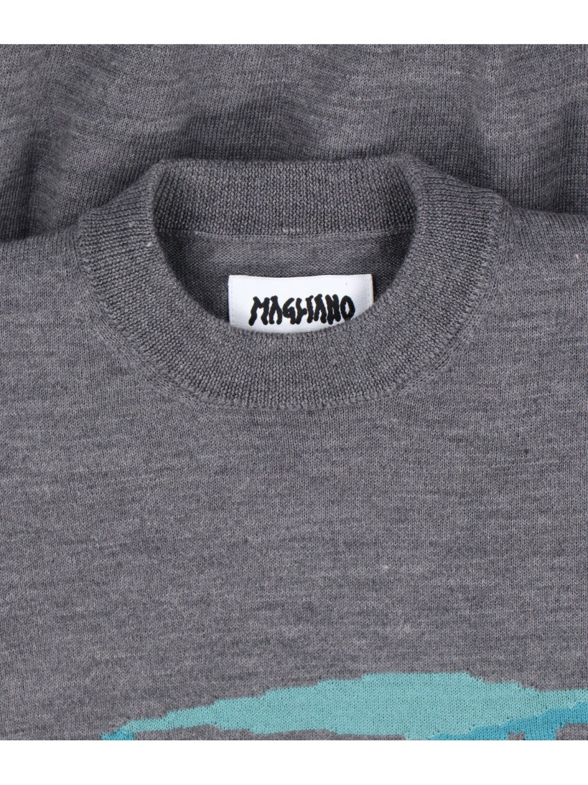 Magliano Classic Grey Sweater With Graphic Car Design