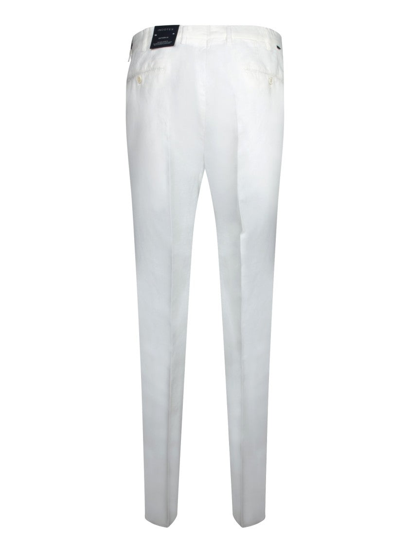 Incotex Tailored White Trousers In Breathable Linen-Cotton Blend