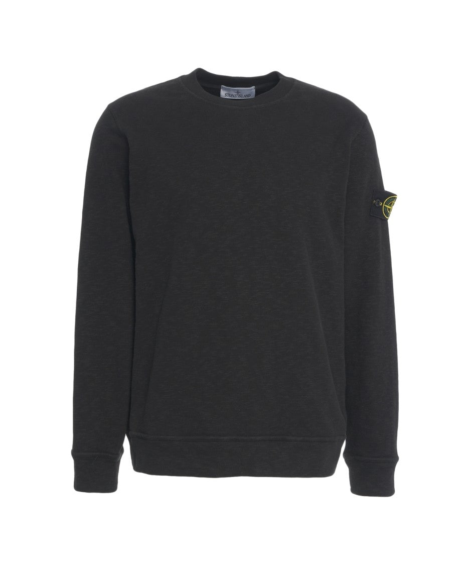 Stone Island Black Sweatshirt With Removable Logo Patch