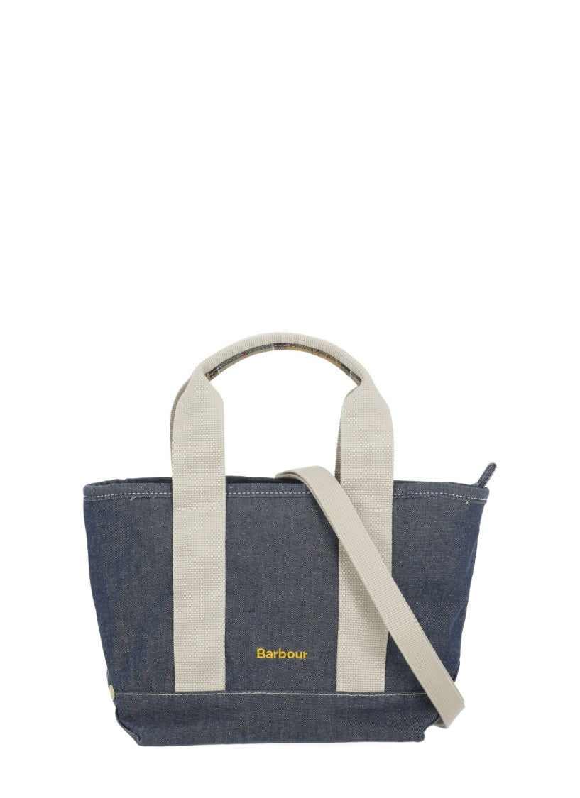 Barbour Mini Mya Denim Tote Bag With Embroidered Logo